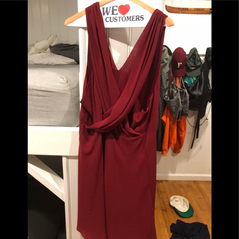 Cross front red dress